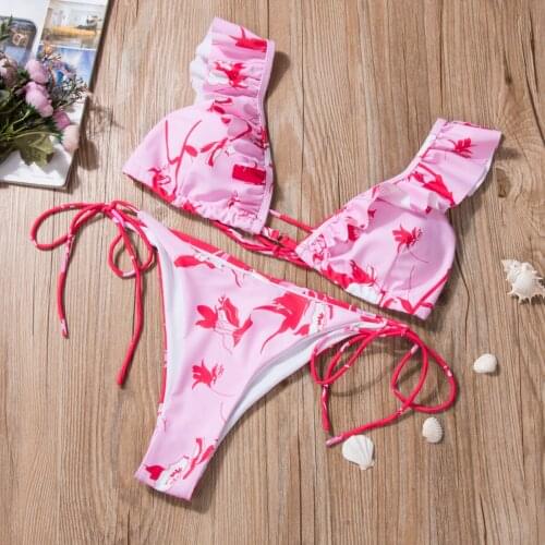 2020 New hirigin Women Floral Bikini Set Bandage Push-Up Padded Bra Briefs 2Pcs Beachwear Summer Female Flowers Swimsuit