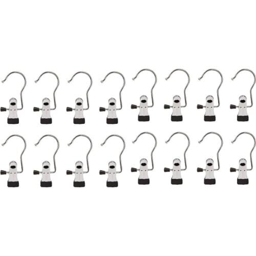 Laundry Hanging Hooks,Shoe Hanger Organizer for Closet,Stainless Steel Portable Hangers for Closet Trip(Black,16)