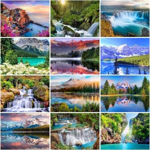 SDOYUNO Oil Painting By Numbers Landscape 60x75cm DIY Paint By Numbers On Canvas Scenery Handpaint Frameless Home Decor