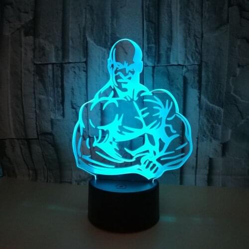 New Creative Muscle 3d Stereo Vision Touch Nightlight Sports Gift Usb 3d Table Lamp Childrens room decoration 3D Desk Lamp
