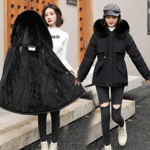 New Thick Warm Winter Coat Women Winter Jacket Fur Lining Hooded Female Parkas Snow Wear Padded Clothes