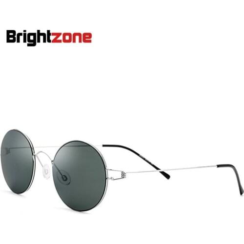 Brightzone Light-weight Italy Design Newest Rimless Fishing Man round Sunglasses men polarized women Driving sun Glasses oculos