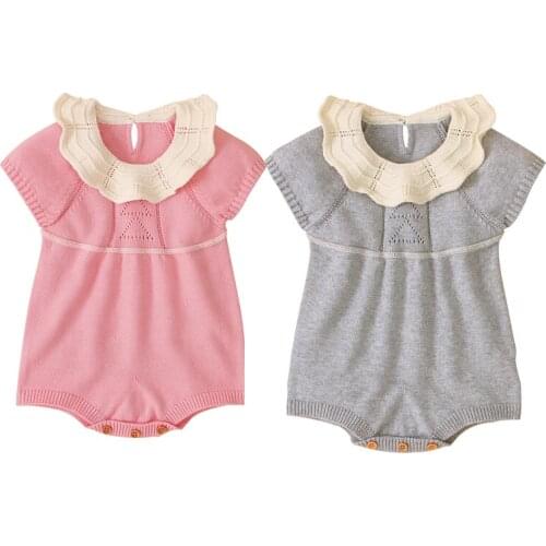 Toddler Baby Girl Knitting Doll Collar Romper Spring Autumn Newborn Baby Girls Knitting Jumpsuit Infant Baby Girls Clothes