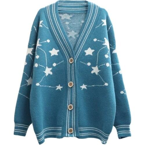 Autumn Winter Knit Cardigan Oversize Female Jacket 2020 Harajuku Loose Casual Sweater Jacket Women V Neck Knitshirt Tops