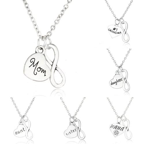 Heart Nana Aunt Sister friend Necklace Brother Dad Mom Uncle Family Gifts Mothers Fathers Day Women men Jewelry