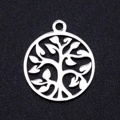5pcs/lot Stainless Steel Life Tree Charm Pendant Wholesale Top Quality Never Tarnish Accept OEM Order Jewelry Making Charms