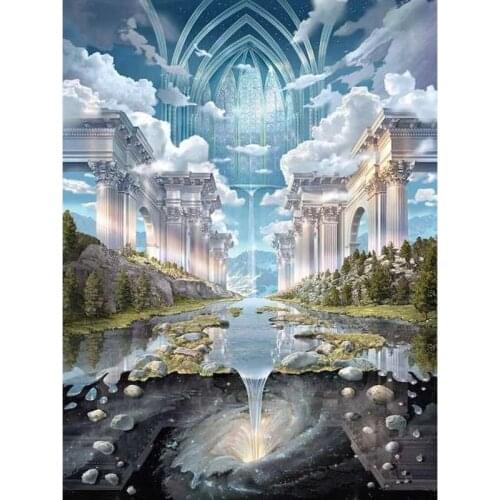 Full Diamond Embroidery Scenery Mosaic Diamond Painting Sky City Art Painting Cross Stitch Needlework Handmade Hobby Gift P846