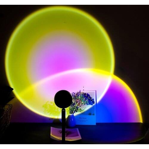 Rainbow Sunset Red Projector Led Night Light Sun Projection USB Desk Lamp for Bedroom Bar Coffee Store Wall Decoration Lighting
