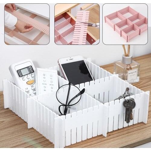 2/4Pcs DIY Adjustable Storage Partition Board Plastic Drawer Divider Free Combination Partition Board Space-saving Division Tool