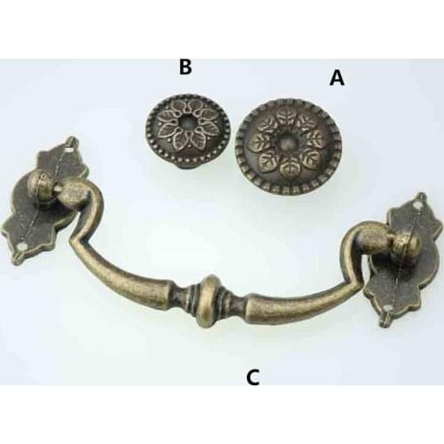 Rustico retro unfold install furniture rings handles bronze drawer cabinet knobs pulls antique brass dresser gift box handles