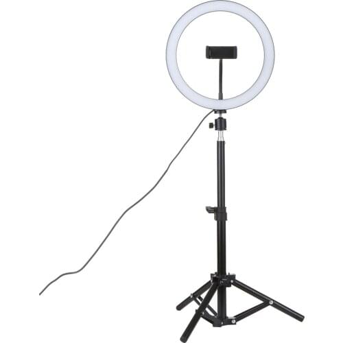 DC5V 7W LED Light Round Selfie Camera Lamp Telescopic Tripod USB Operated 10 Levels Adjustable Brightness for Live Show cz