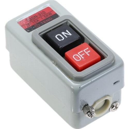 Push Button Power Switch Three Phases Power Control Start Switch AC 380V 10A 3P 1.5KW TBSN-310