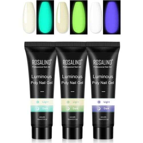 15ml 3pcs Luminous UV Nail Art Gel Glow In The Dark Jelly Builder Soak Off Finger Extension Gel Varnish LED