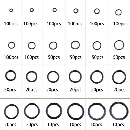 Universal Black Rubber 1200Pcs 1.5mm 2.4mm 3.1mm O-Ring Seal Washer Gasket Assortment Kits Set