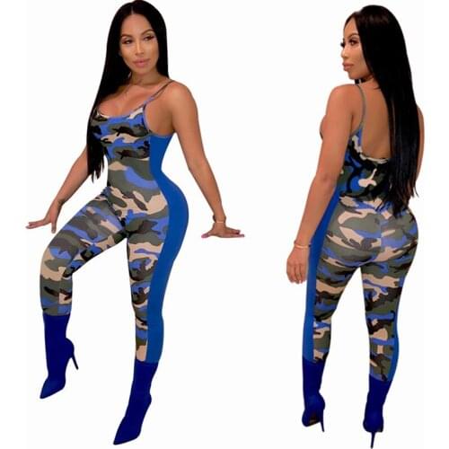 Women 's Casual Camouflage Stitching Straps Jumpsuit Sexy & Club Ages 18-35 Years Old Woudeyou Chiffon Boot Cut Full Length