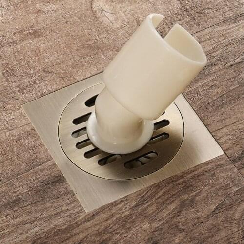 10cm Floor Drains Antique Brass Shower Floor Drain Bathroom Deodorant Euro Square Floor Drain Strainer Cover Grate Waste