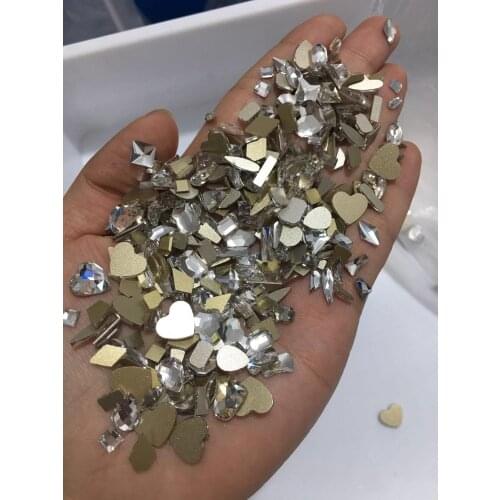 100Pcs Mix Nail Glass Rhinestones Jewelry Flat-back Over 10 Shapes Flat Back Colorful Crystal Ab Horse Eye Teardrop Diamond ,K5