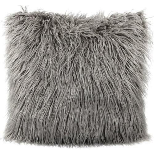 2021 Fashion Pillow Case Soft Pure Color Plush Fluffy Soft Throw Cushion Cover Bedroom Living Room Decor Bed Decoration Beige