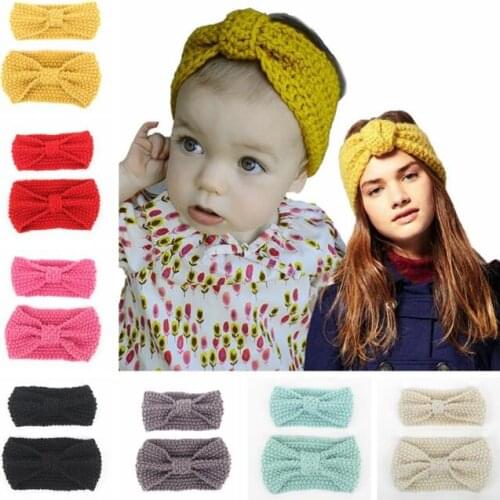 24set/lot 2pcs/set DIY Simple Multi Woolen Parent-child Head Bands Bohemia Knitted HeadBands Hair Styling Tools Accessory HA1556
