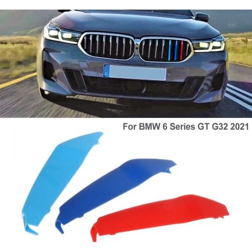 3PCS Grill Front Grille Stripe Cover Clip Trim Strips Fit For BMW 6 Series GT G32 2021