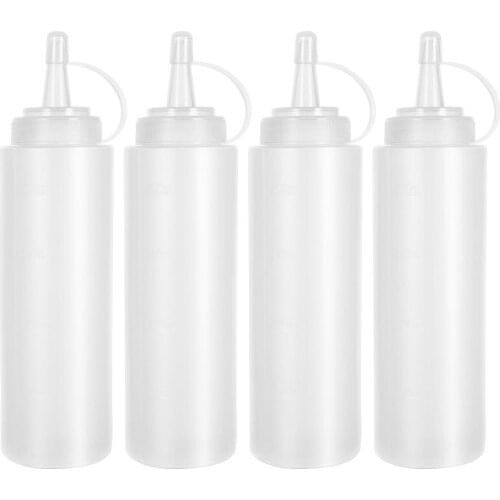 BESTONZON 4PCS Condiment Bottles Food Grade Soft Plastic Condiment Bottle for Dressing