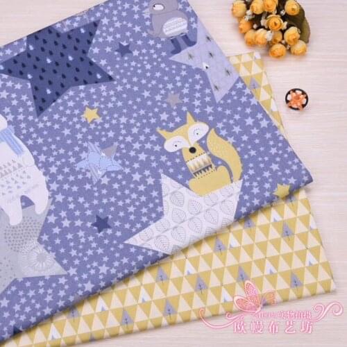50*160cm Cartoon Fox 100% Cotton Fabric Meters For Patchwork Quilting Baby Bedding Sheet Blanket Pillows Sewing Cloth D30