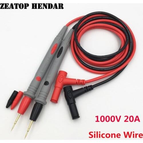 50Pairs 1.2M 20A Soft Silicone Wire Pen Universal Probe Test Lead Pin for Digital Multimeter Needle Tip Multi Meter Tester Probe