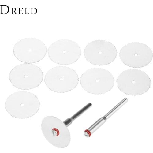 DRELD 10Pcs Dremel Accessories 22mm Cutting Disc Stainless Steel Cut Off Wheel with 2 Mandrels for Mini Drill Rotary Tool