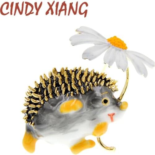 CINDY XIANG Cute Hedgehog Brooch Fashion Daisy Brooches For Women Animal Jewelry Funny Winter Design High Quality New 2020