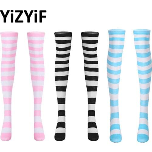 Women Girls Stockings Striped Long Thigh High Over Knee Stocking Leg Warmer Thigh High New Fashion Hosiery