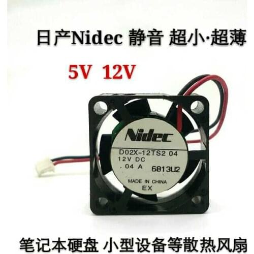 Nidec D02X-12TS2 04 DC 12V 0.04A 25x25x10mm 2-wire Server Cooling Fan
