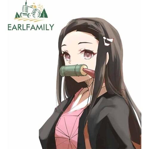 EARLFAMILY 13cm x 10.4cm for Demon Slayer Nezuko Bauty Car Stickers Vinyl Personality Decals Scratch-Proof JDM Car Wrap