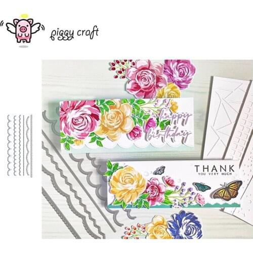 Piggy Craft metal cutting dies cut die mold 6Pcs Lace wavy edges Scrapbook paper craft knife mould blade punch stencils dies