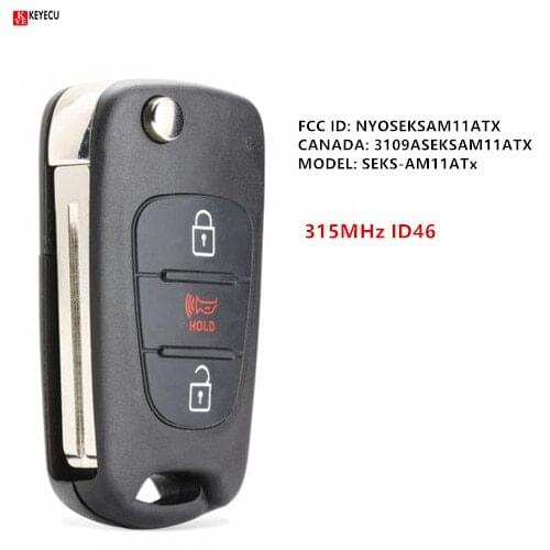 Keyecu Flip Remote Key Fob 3 Button 315MHz ID46 Chip for Kia Sportage 2010 2011 2012 2013 FCC: NYOSEKSAM11ATx MODEL:SEKS-AM11ATX