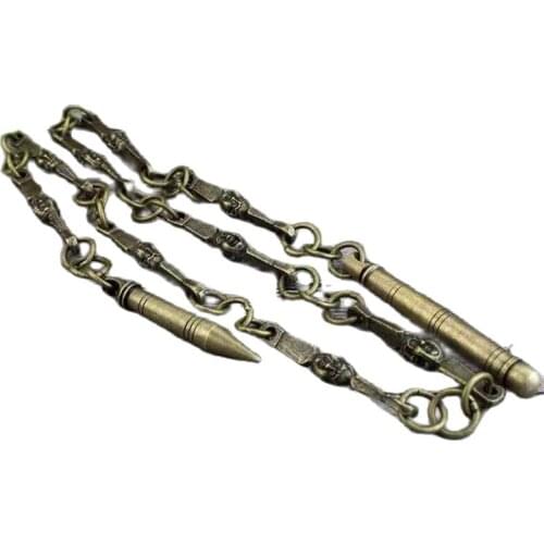 Chinese Kungfu pure copper old nine Whip Lion head whip Qigong whip