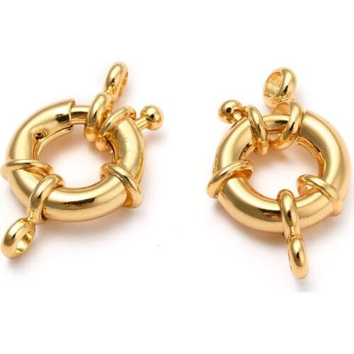 10Pcs/15Pcs Golden Plated Silver Color Plated Brass Spring Clasps Open Ring Small Snap Clip Hook for Jewelry Making 13/15/17mm