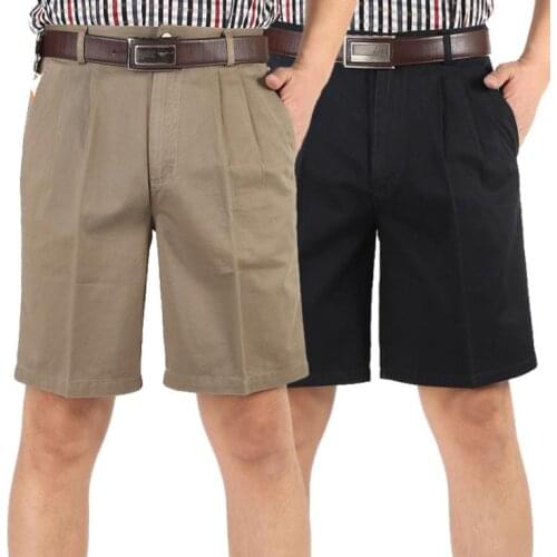Summer Mens Casual Shorts High Waist Middle Aged Five Minutes Trousers Loose Cotton Thin Wear Medium Pants Men Male Bottoms