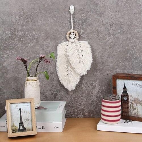 Macrame Wall Hanging Home Decoration Accessories Feathered Charm Car Wall Hanging Boho Decor Hand-woven Tapestry Wall Hanging