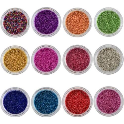 Fashion ! 12Pots/Box Mixed 12 Colors Caviar Nail Art 3d Decorations Brand Charms Manicures Pedicures Decal tiny Beads, JCZE014F