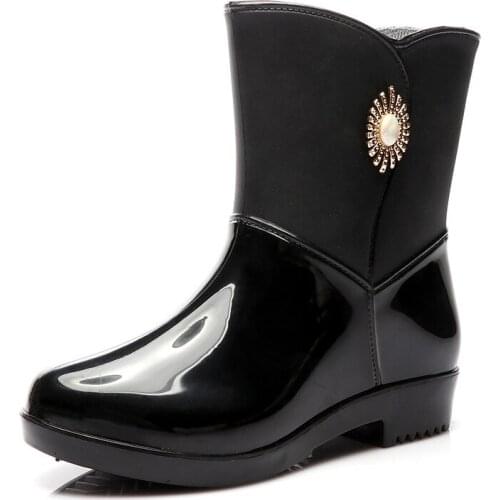 Fashion spring and autumn boots womens short boots adult Japanese boots low waterproof overshoes non-slip plastic shoes