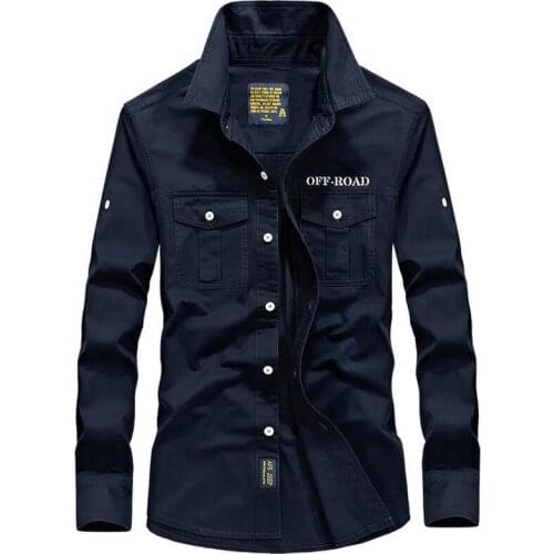 SRTM Brand Men Casual Shirt Military Cotton Shirts Autumn Long Sleeve Slim Fit Mens Shirt Solid Color Mens Plus Tops Size S-4XL