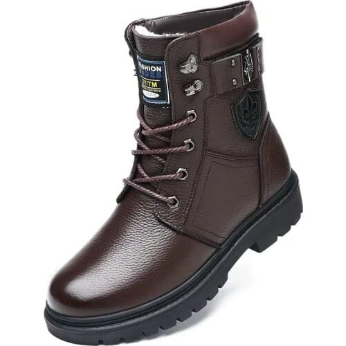 Martin boots winter mens high-top leather warm boots British cotton shoes tooling boots high-top military boots snow boots men