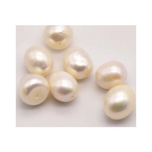 10 Pcs/Lot 9mm 10mm Natural Rice-Shaped Perforated Freshwater Pearl Charms For Jewelry Making Accessories Wholesale JA0251