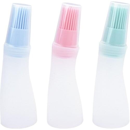 Portable Silicone Oil Bottle with Brush Baking BBQ Basting Brush Pastry Oil Brush Kitchen Baking Honey Oil Barbecue Tool Gadgets