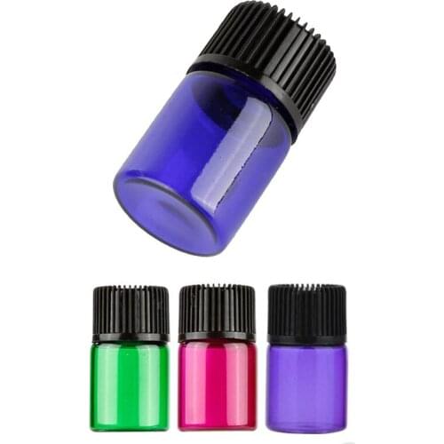 1000pcs 1ml 2ml 3ml Colorful Glass Bottle with Orifice Reducer and Cap Small Essential Oil Perfume Sample Liquid Vials