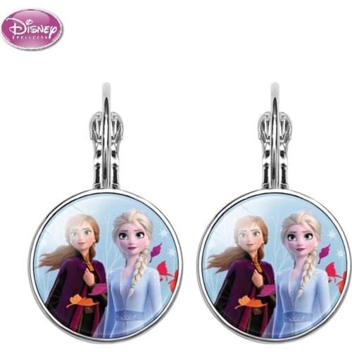 Disney Frozen 2 Stud Earrings Childrens Cartoon Aisha Elsa Princess Anna Time Jewel Girl Ear Clip Earrings Jewelry Make Up Toys