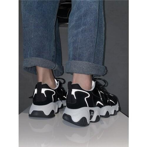 Thick-soled sports shoes trend 2021 spring new female Korean fashion simple and breathable shallow mouth student casual shoes