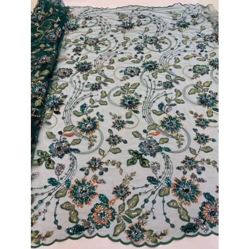 High Quality Lace Fabric Stacked Color Sequins Embroidery French Tulle Mesh Design Sewing Party Dress Skirt 5 Yards Wholesale