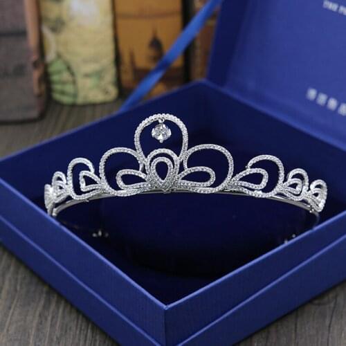 Top Quality Cubic Zirconia Girls white gold color acessorios para cabelo luxury beauty Party Show Pageant hair clips H-003