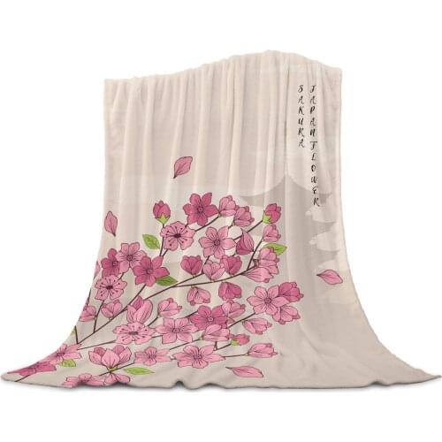 Cherry Blossom Flower Tower Japanese Coral Fleece Blanket Cover The Bed Flannel Sofa Blanket Small Blanket for Kids Home Textile